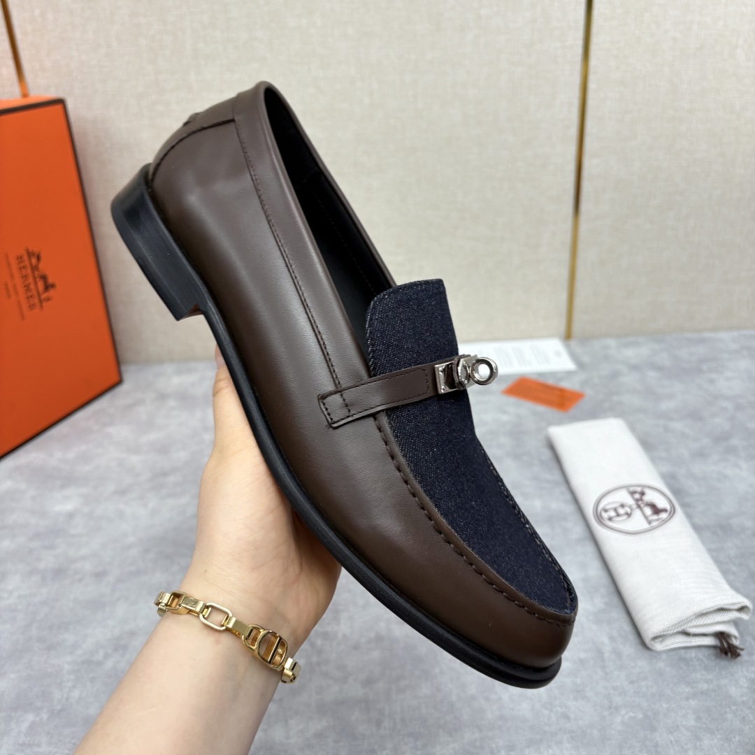 💋💍 H家 爱马-仕 Herme* 新品Destin 牛仔乐福鞋 官方 14,400 新款男士
