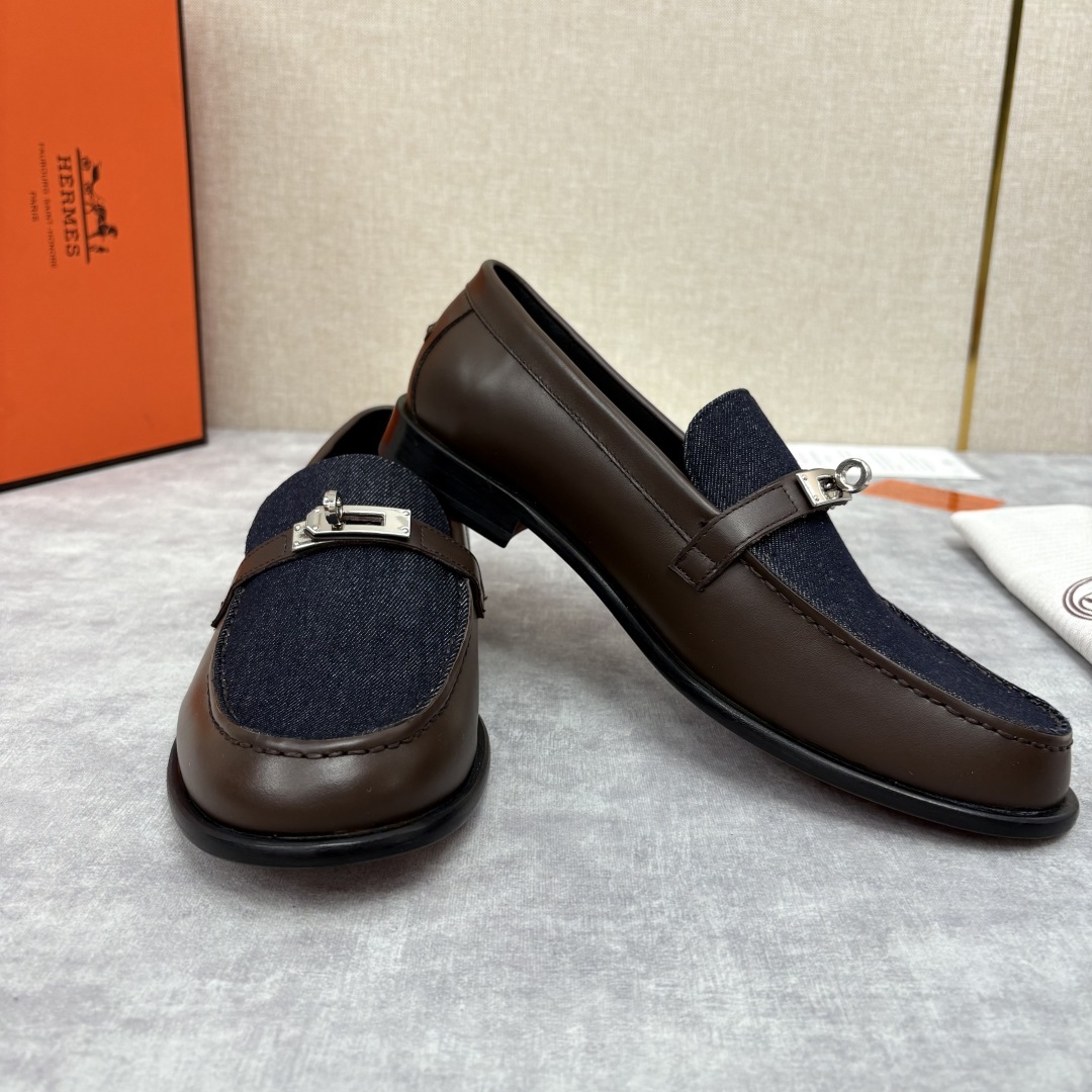 💋💍 H家 爱马-仕 Herme* 新品Destin 牛仔乐福鞋 官方 14,400 新款男士