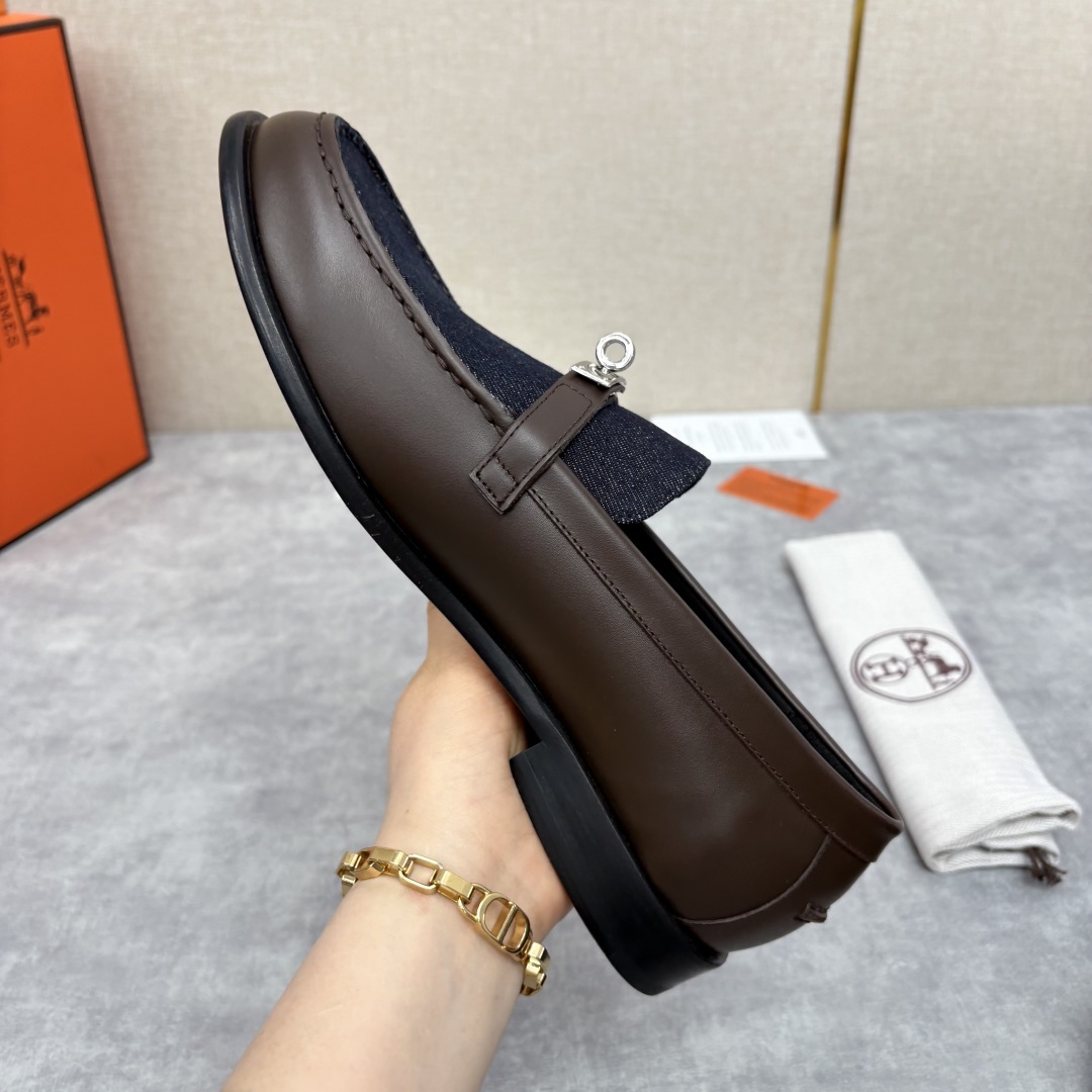 💋💍 H家 爱马-仕 Herme* 新品Destin 牛仔乐福鞋 官方 14,400 新款男士