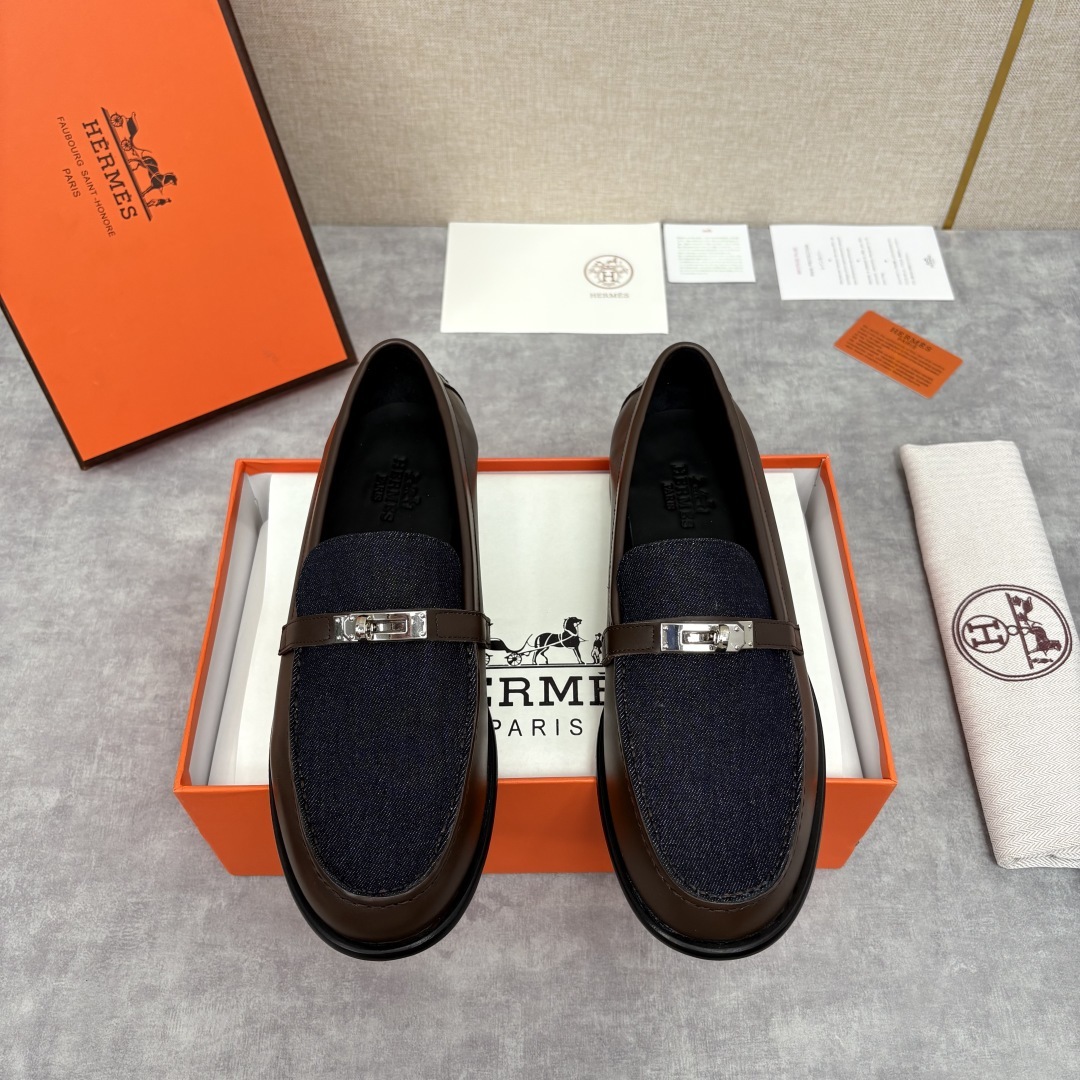 💋💍 H家 爱马-仕 Herme* 新品Destin 牛仔乐福鞋 官方 14,400 新款男士