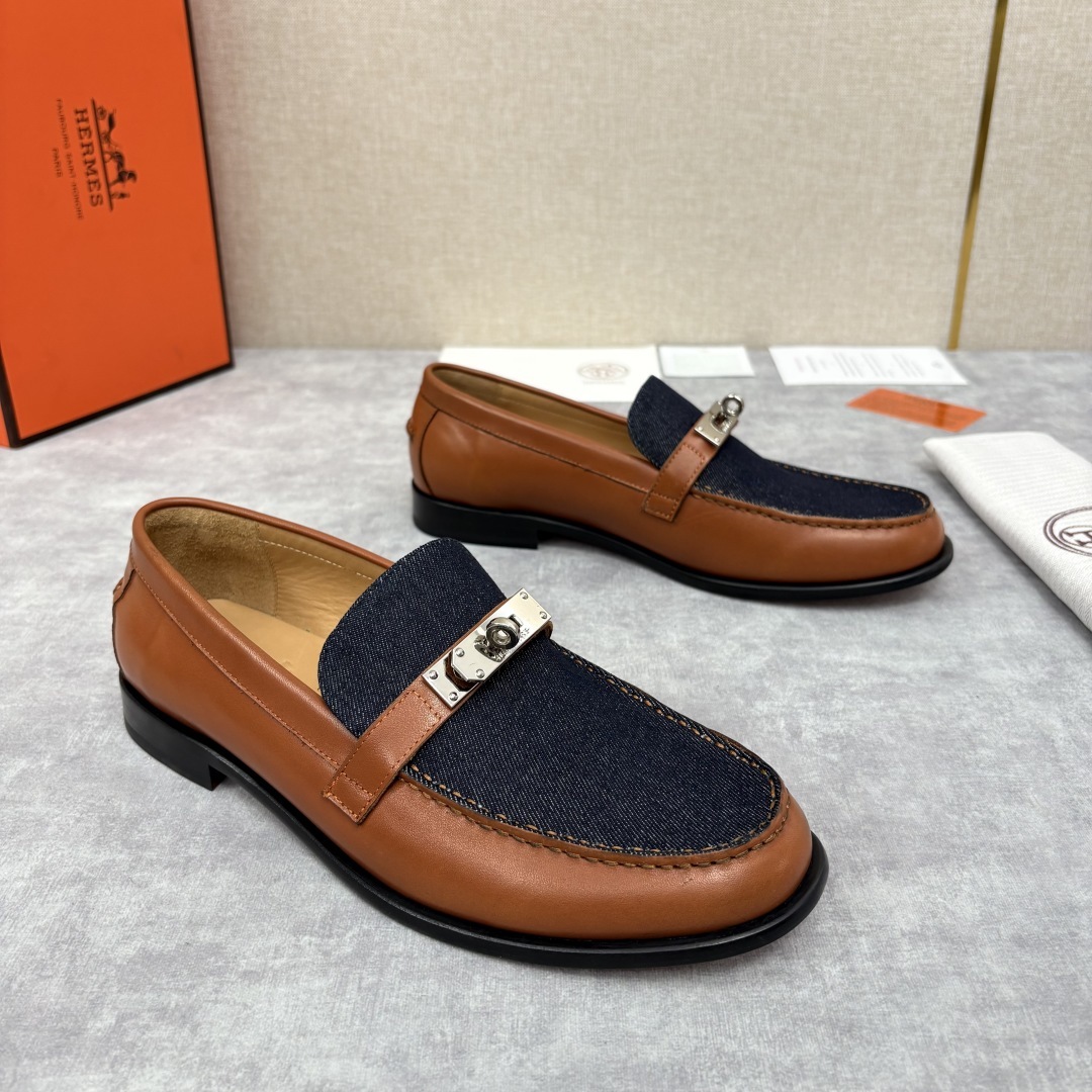 💋💍 H家 爱马-仕 Herme* 新品Destin 牛仔乐福鞋 官方 14,400 新款男士
