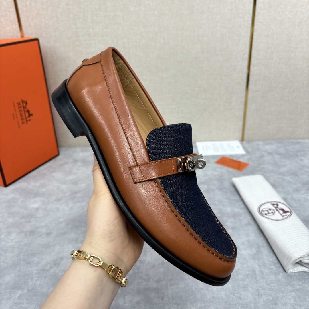 💋💍 H家 爱马-仕 Herme* 新品Destin 牛仔乐福鞋 官方 14,400 新款男士