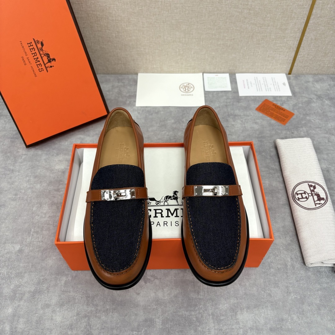 💋💍 H家 爱马-仕 Herme* 新品Destin 牛仔乐福鞋 官方 14,400 新款男士