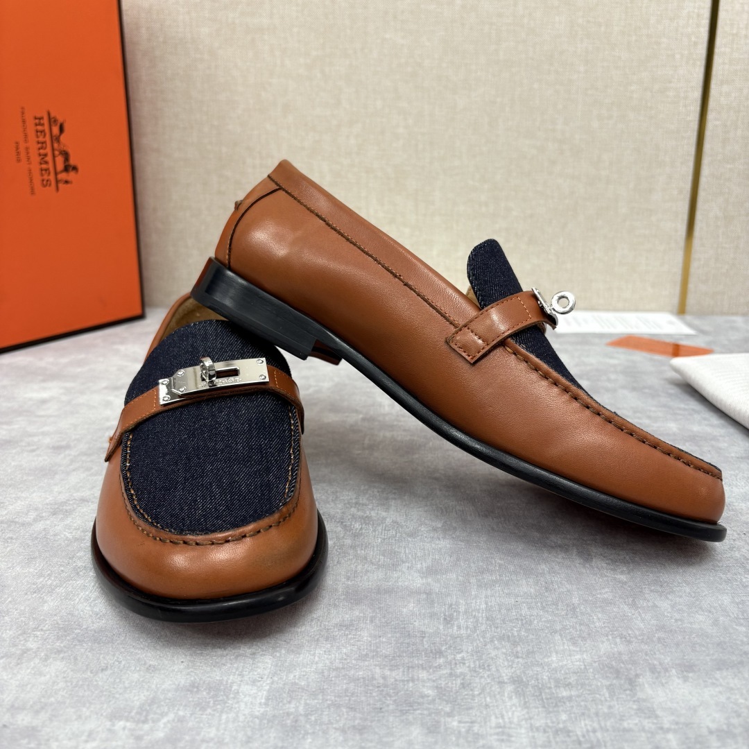 💋💍 H家 爱马-仕 Herme* 新品Destin 牛仔乐福鞋 官方 14,400 新款男士