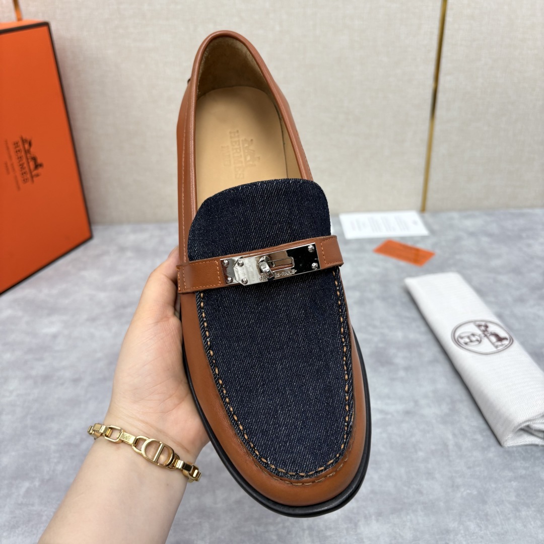 💋💍 H家 爱马-仕 Herme* 新品Destin 牛仔乐福鞋 官方 14,400 新款男士