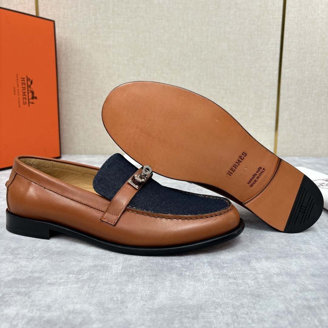 💋💍 H家 爱马-仕 Herme* 新品Destin 牛仔乐福鞋 官方 14,400 新款男士
