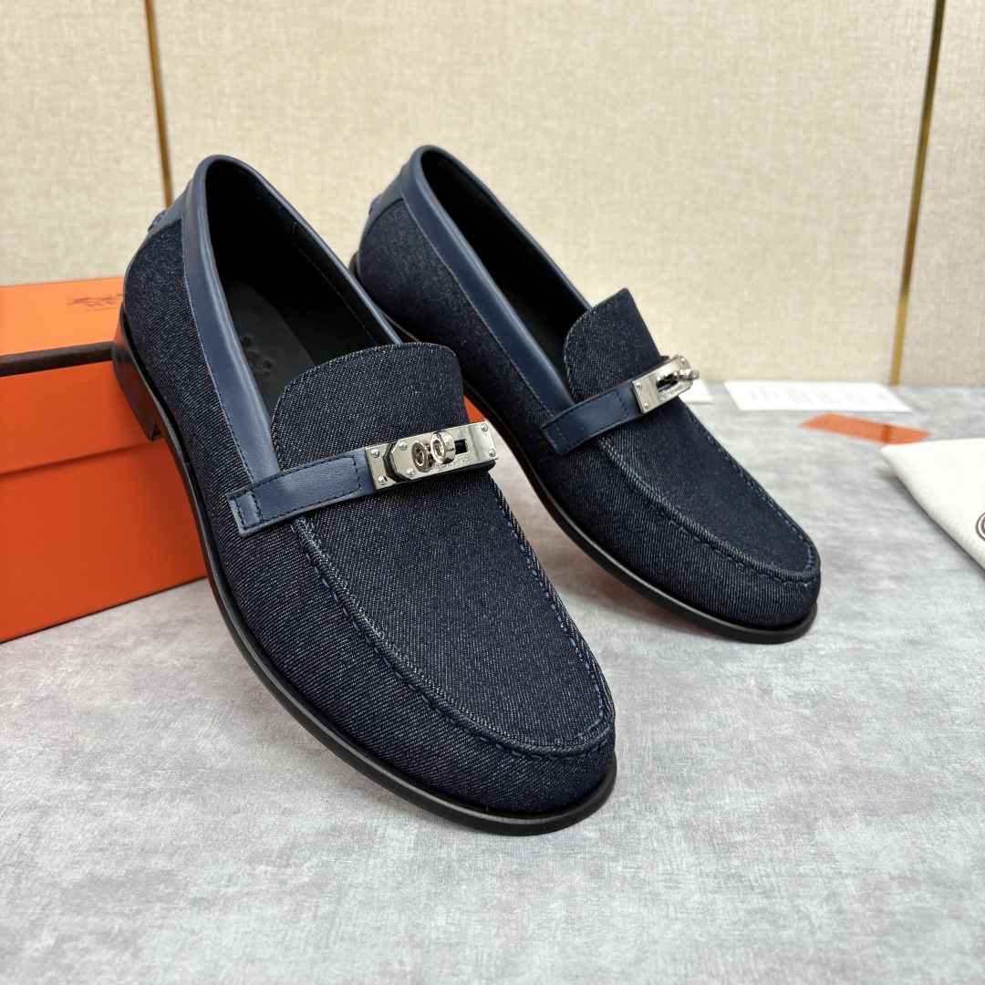 💋💍 H家 爱马-仕 Herme* 新品Destin 牛仔乐福鞋 官方 14,400 新款男士