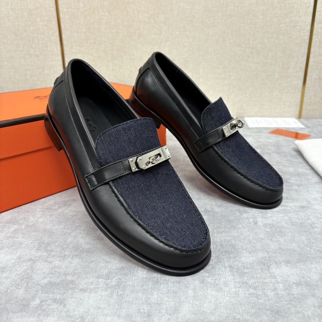 💋💍 H家 爱马-仕 Herme* 新品Destin 牛仔乐福鞋 官方 14,400 新款男士