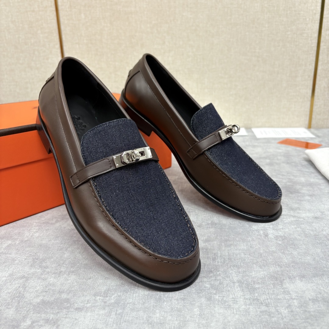 💋💍 H家 爱马-仕 Herme* 新品Destin 牛仔乐福鞋 官方 14,400 新款男士