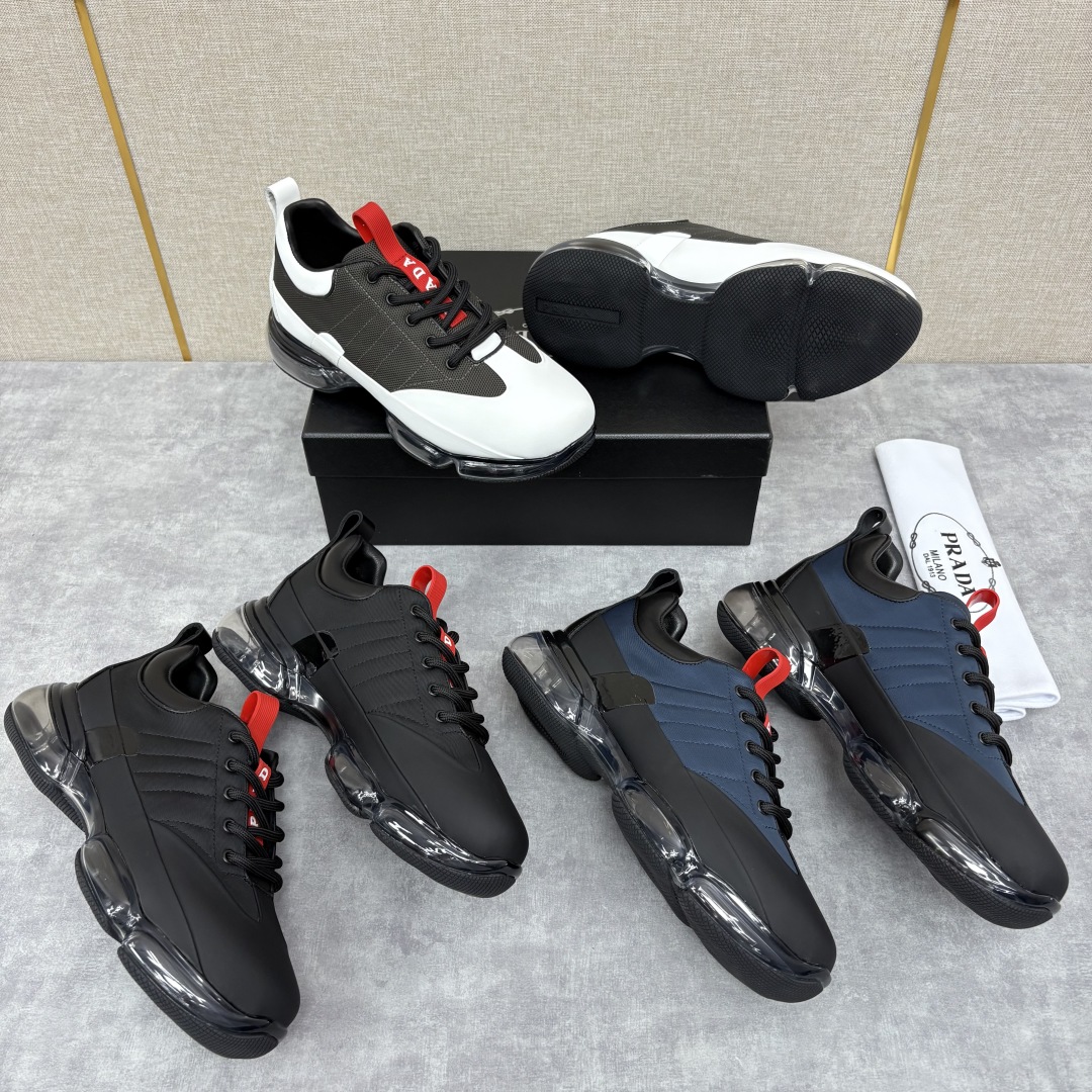 💋💍P家新品  Prad*/普拉-达  男士新款气垫鞋，厚底休闲鞋出货，奢华与实用的完美融合
这款Pra
