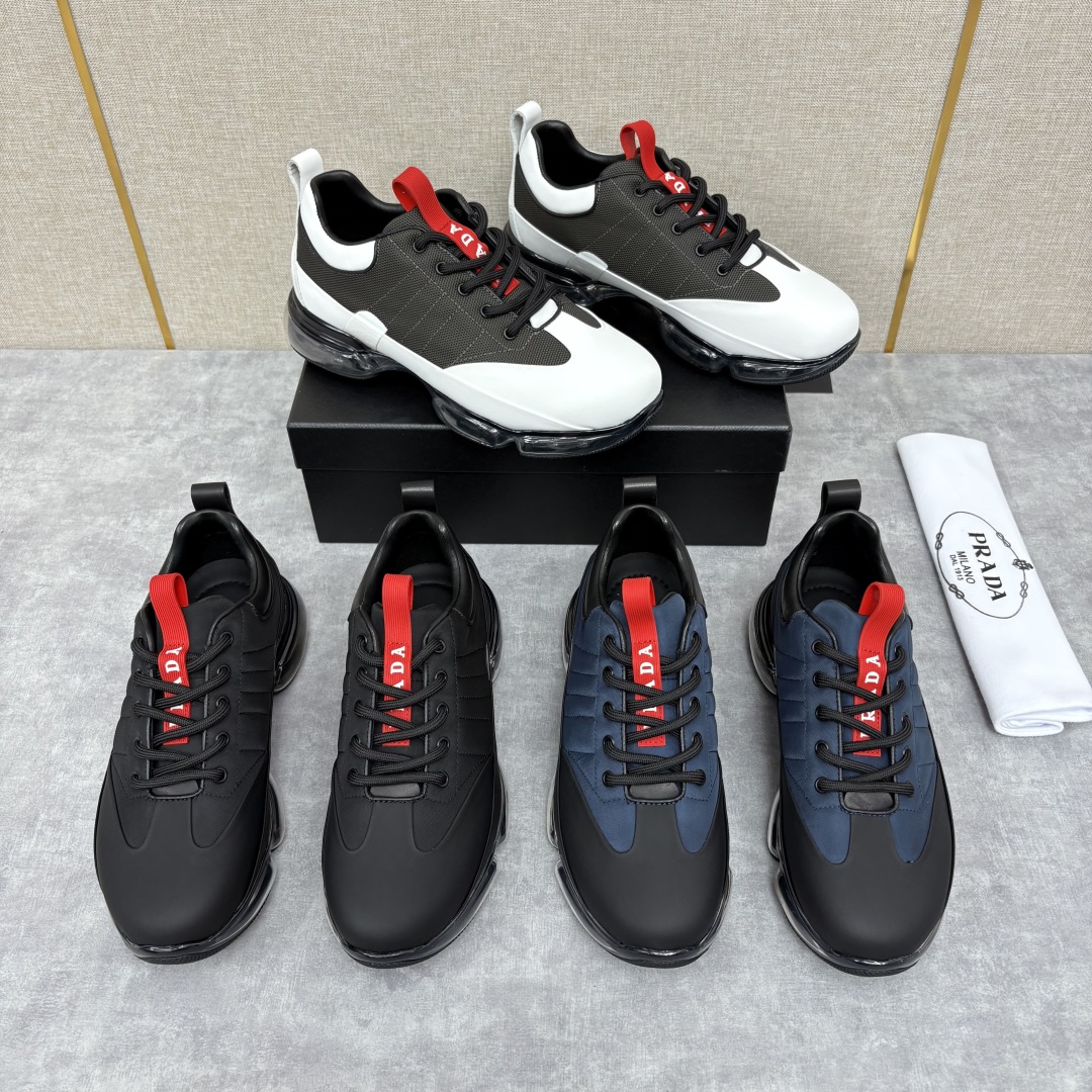 💋💍P家新品  Prad*/普拉-达  男士新款气垫鞋，厚底休闲鞋出货，奢华与实用的完美融合
这款Pra