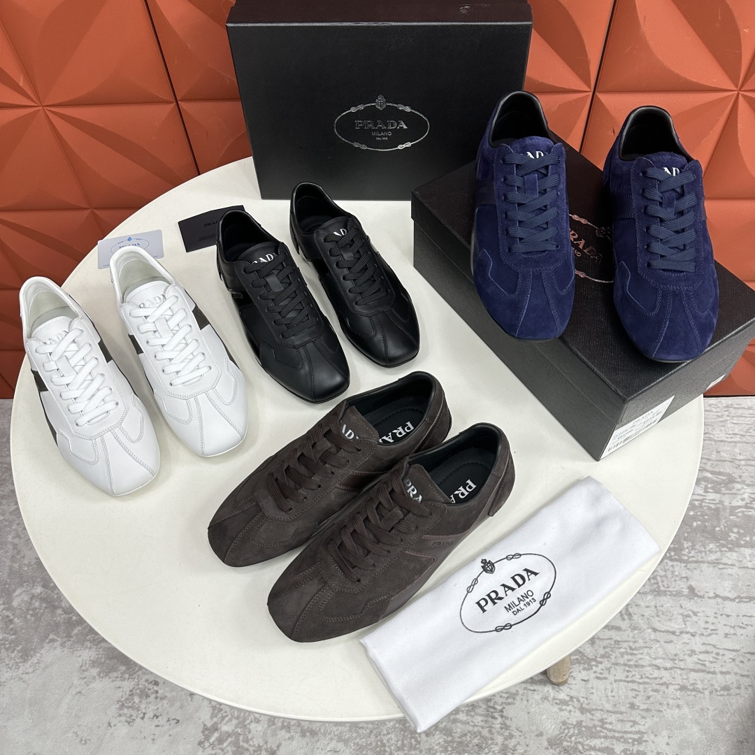 💋💍P家新品  Prad* 红标系列慢跑运动鞋 官方6800 采用全牛皮拼接翻毛皮打造，极具Prad* 