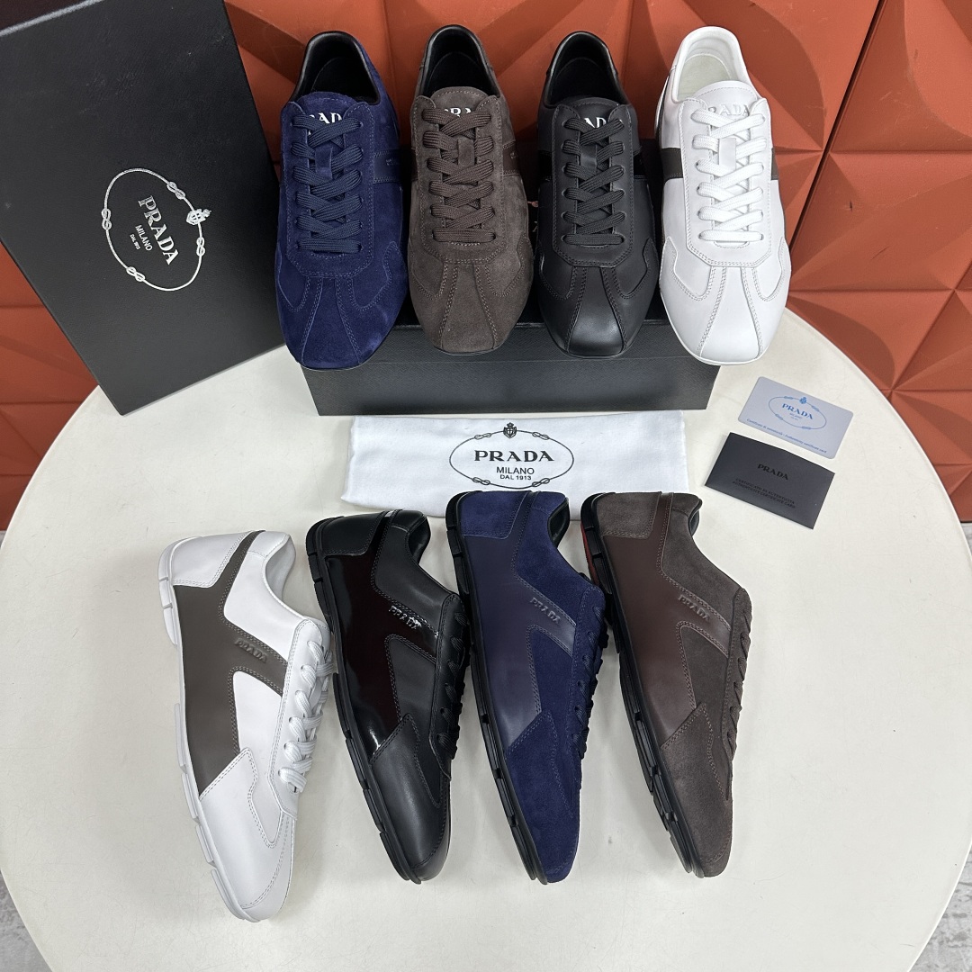 💋💍P家新品  Prad* 红标系列慢跑运动鞋 官方6800 采用全牛皮拼接翻毛皮打造，极具Prad* 