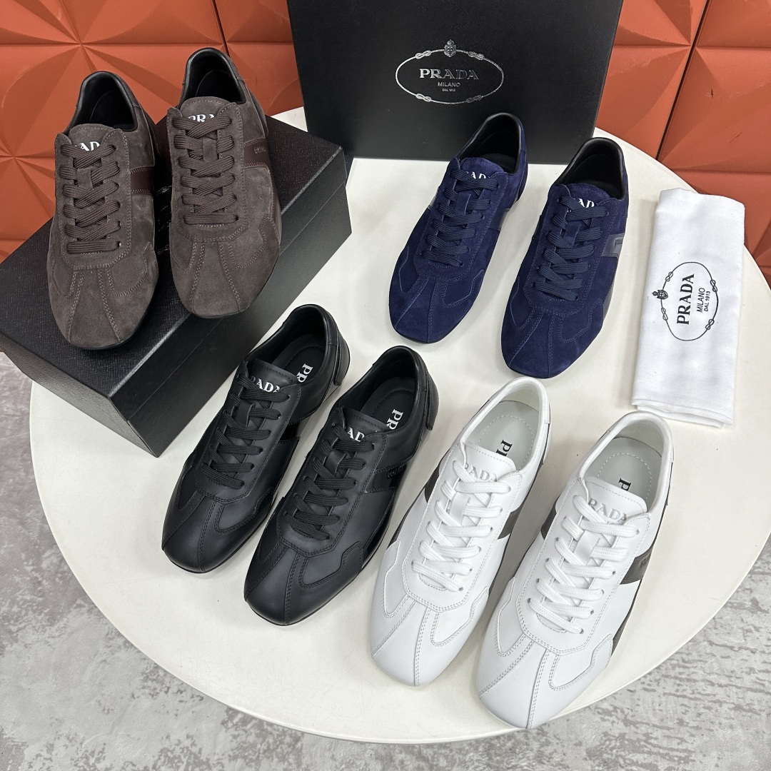 💋💍P家新品  Prad* 红标系列慢跑运动鞋 官方6800 采用全牛皮拼接翻毛皮打造，极具Prad* 