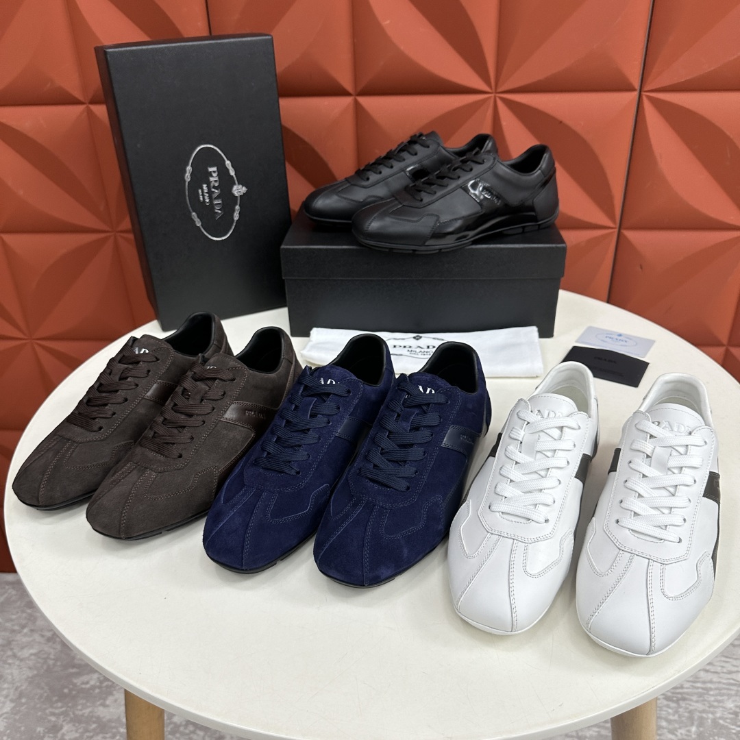💋💍P家新品  Prad* 红标系列慢跑运动鞋 官方6800 采用全牛皮拼接翻毛皮打造，极具Prad* 