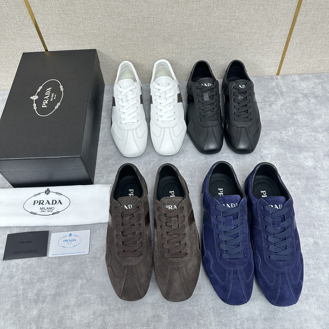 💋💍P家新品  Prad* 红标系列慢跑运动鞋 官方6800 采用全牛皮拼接翻毛皮打造，极具Prad* 