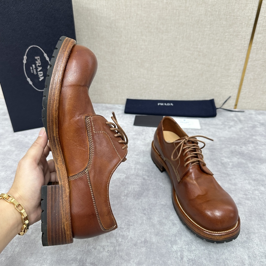 💋💍p家新品 Prad*男士正装👔鞋皮鞋 固特异工艺 采用进口小牛皮材质水洗 .做旧风格更新男士品