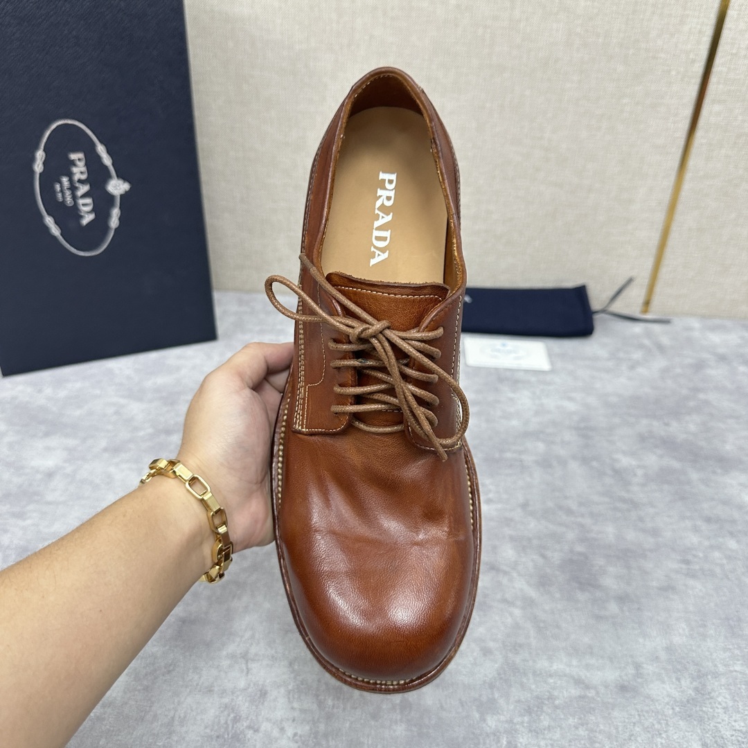 💋💍p家新品 Prad*男士正装👔鞋皮鞋 固特异工艺 采用进口小牛皮材质水洗 .做旧风格更新男士品
