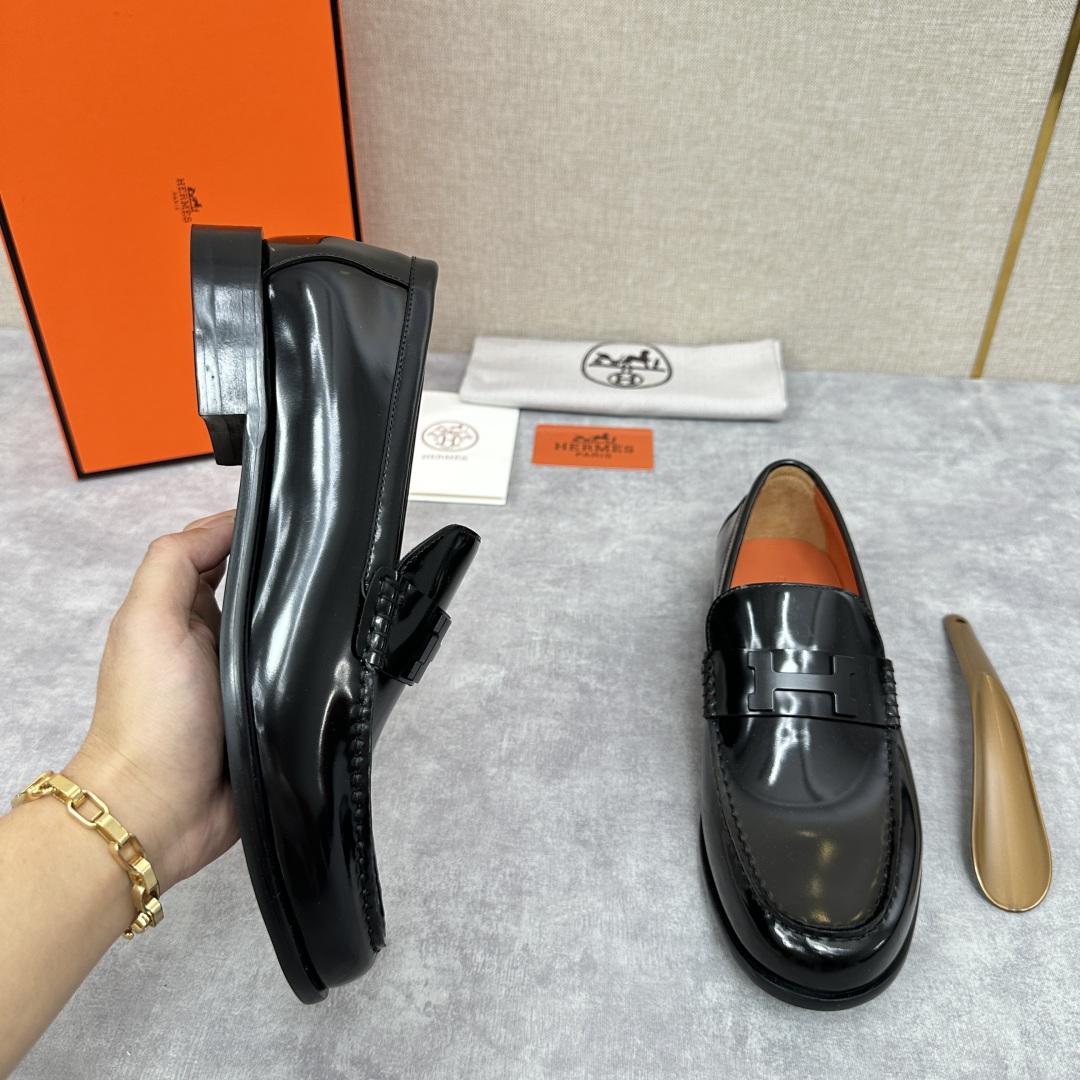 💋💍 H家  爱马-仕 新品Destin乐福鞋  官方 9700  新款男士便鞋上🆕   一脚蹬套脚乐福