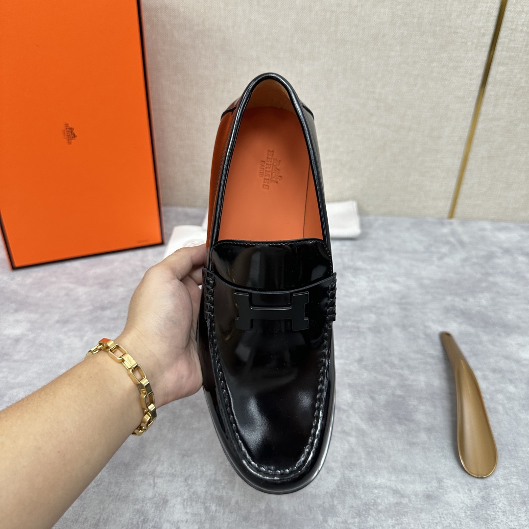 💋💍 H家  爱马-仕 新品Destin乐福鞋  官方 9700  新款男士便鞋上🆕   一脚蹬套脚乐福