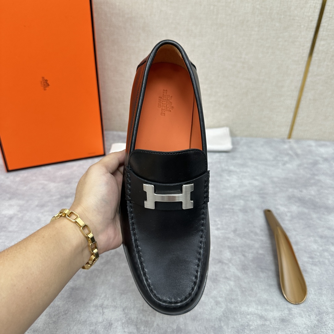 💋💍 H家  爱马-仕 新品Destin乐福鞋  官方 9700  新款男士便鞋上🆕   一脚蹬套脚乐福