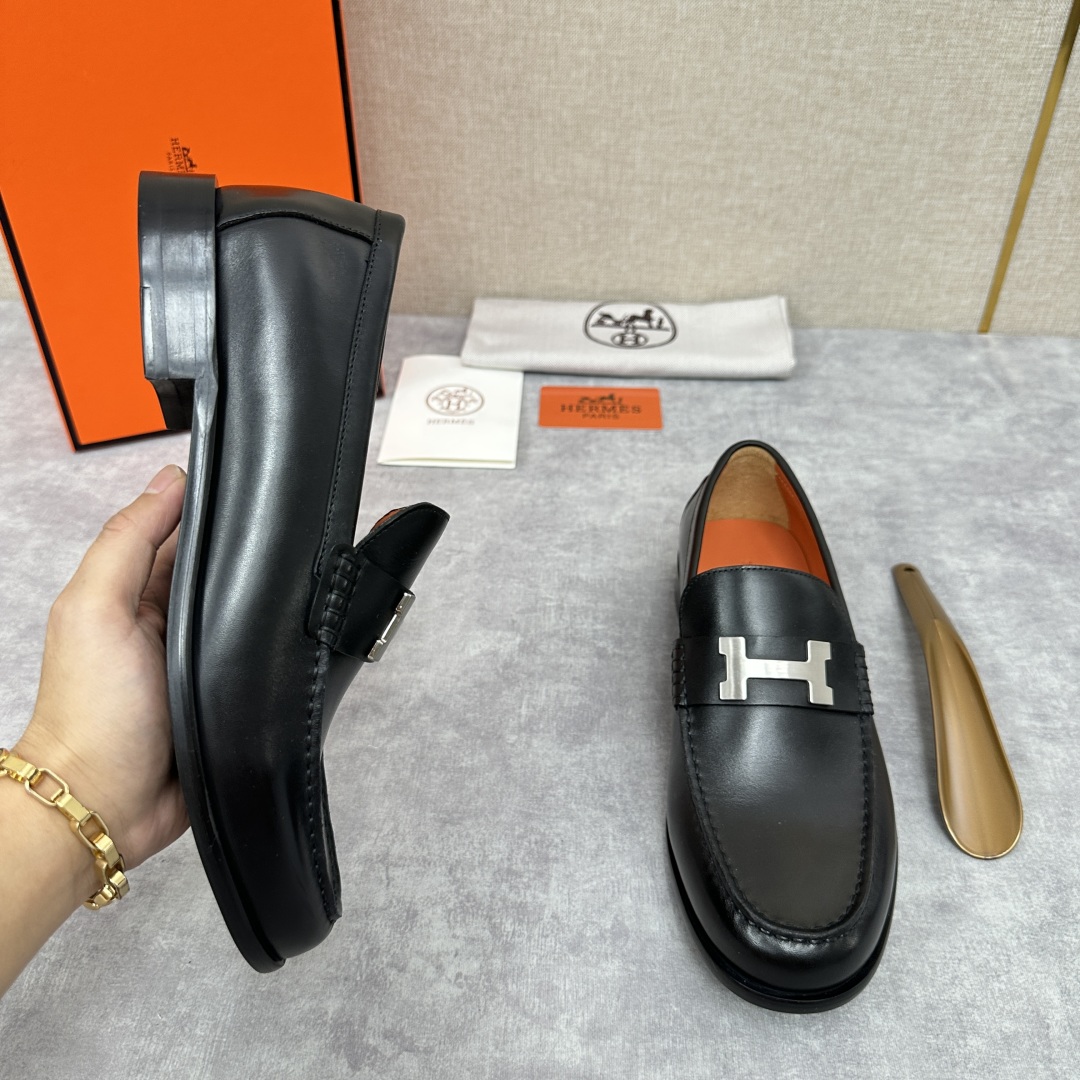 💋💍 H家  爱马-仕 新品Destin乐福鞋  官方 9700  新款男士便鞋上🆕   一脚蹬套脚乐福