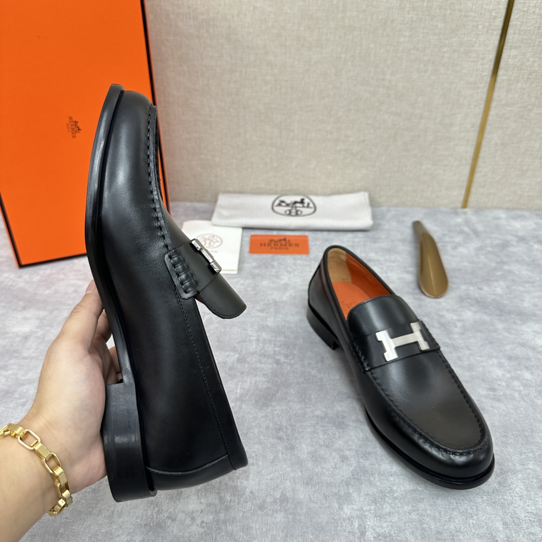 💋💍 H家  爱马-仕 新品Destin乐福鞋  官方 9700  新款男士便鞋上🆕   一脚蹬套脚乐福