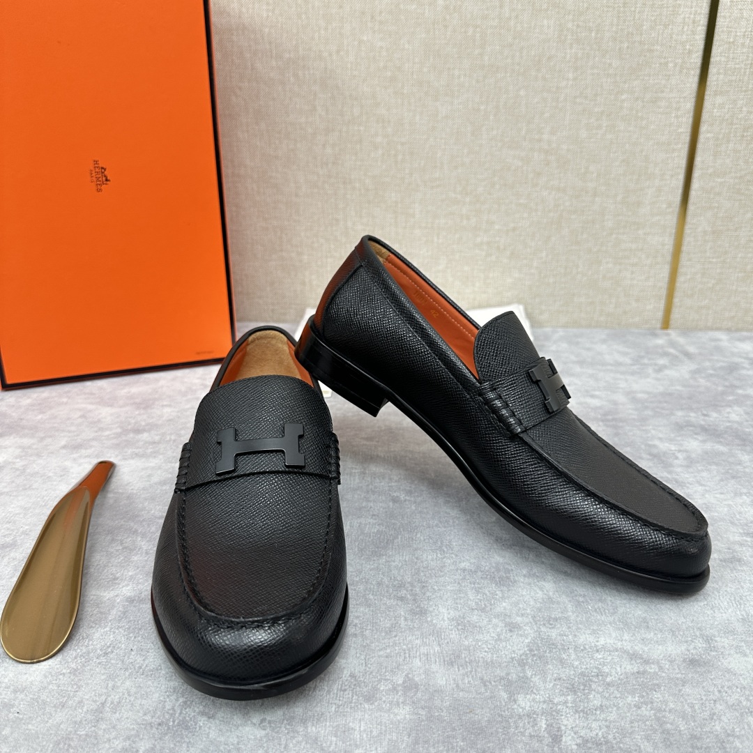 💋💍 H家  爱马-仕 新品Destin乐福鞋  官方 9700  新款男士便鞋上🆕   一脚蹬套脚乐福