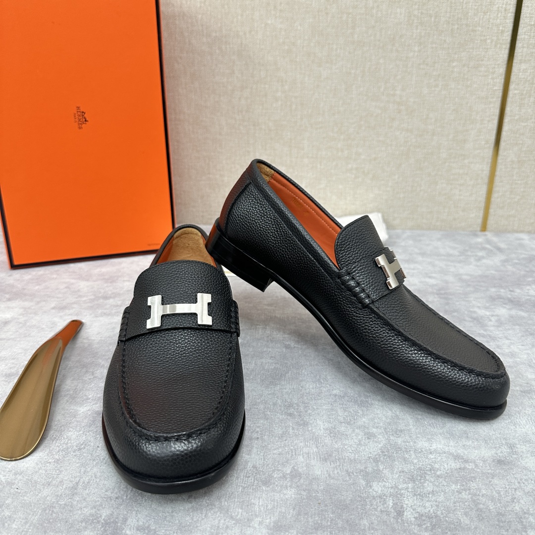 💋💍 H家  爱马-仕 新品Destin乐福鞋  官方 9700  新款男士便鞋上🆕   一脚蹬套脚乐福