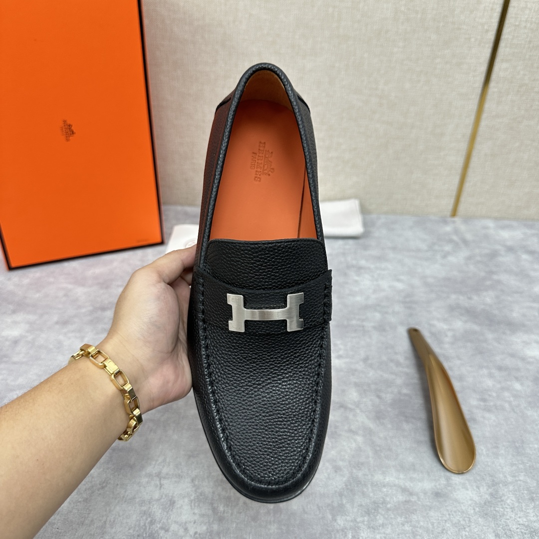 💋💍 H家  爱马-仕 新品Destin乐福鞋  官方 9700  新款男士便鞋上🆕   一脚蹬套脚乐福