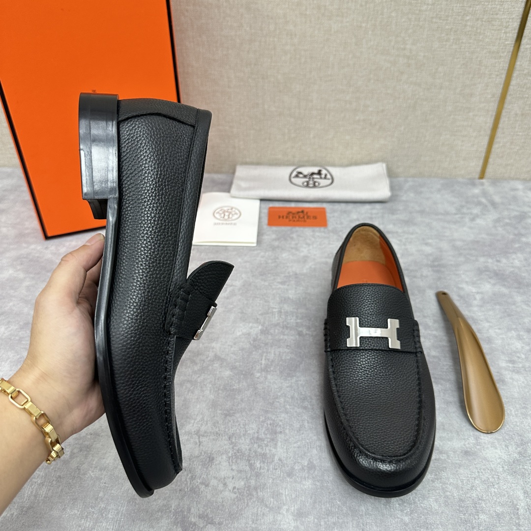 💋💍 H家  爱马-仕 新品Destin乐福鞋  官方 9700  新款男士便鞋上🆕   一脚蹬套脚乐福