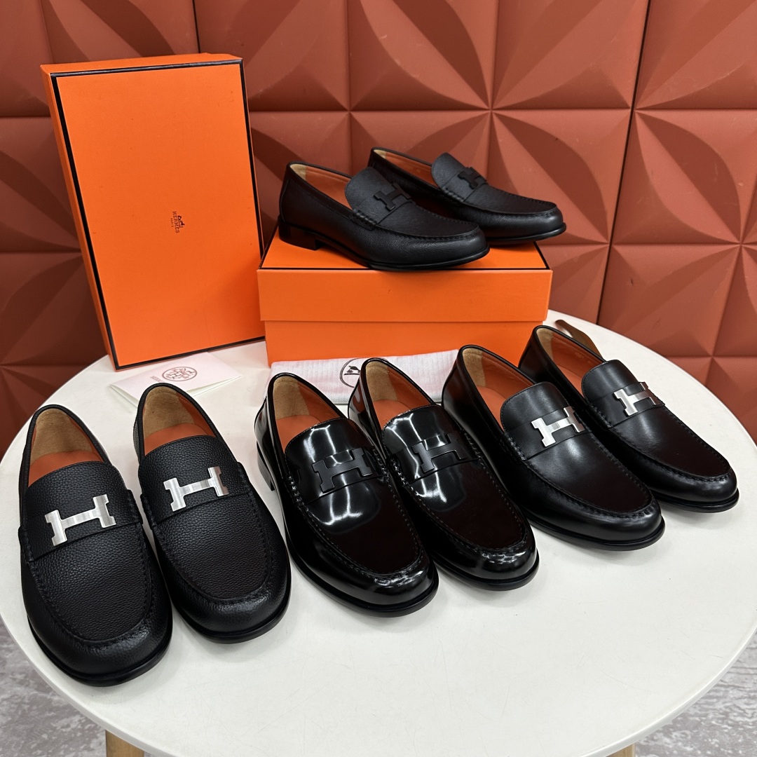💋💍 H家  爱马-仕 新品Destin乐福鞋  官方 9700  新款男士便鞋上🆕   一脚蹬套脚乐福