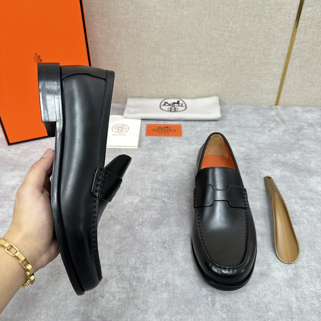 💋💍 H家  爱马-仕 新品Destin乐福鞋  官方 9700  新款男士便鞋上🆕   一脚蹬套脚乐福