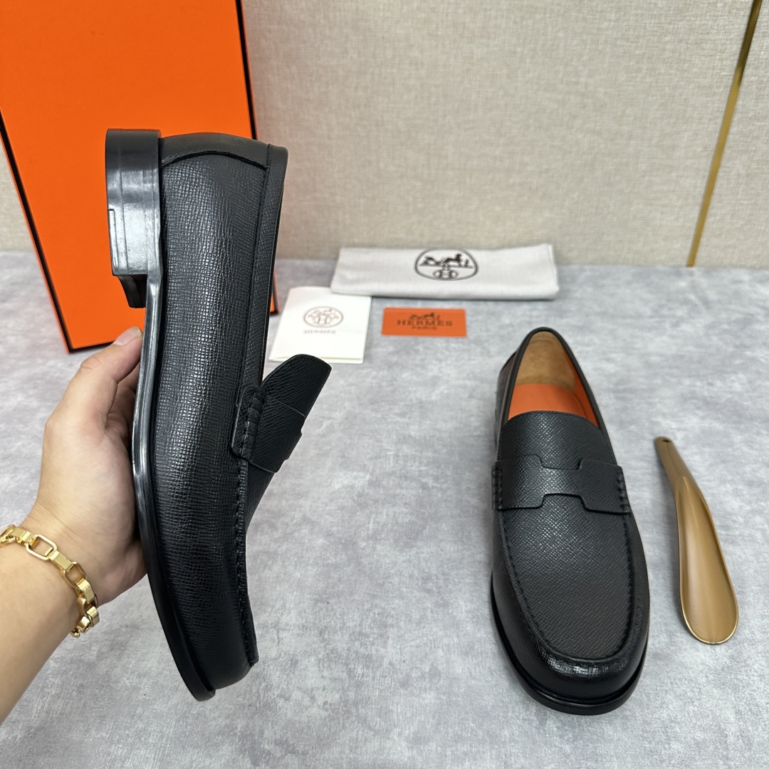 💋💍 H家  爱马-仕 新品Destin乐福鞋  官方 9700  新款男士便鞋上🆕   一脚蹬套脚乐福