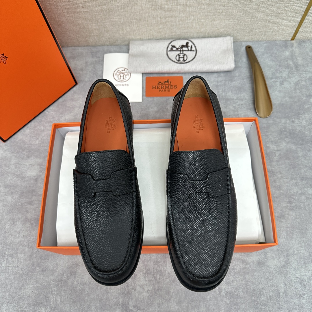 💋💍 H家  爱马-仕 新品Destin乐福鞋  官方 9700  新款男士便鞋上🆕   一脚蹬套脚乐福