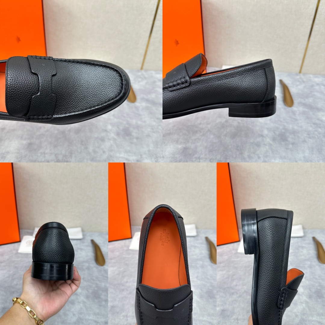 💋💍 H家  爱马-仕 新品Destin乐福鞋  官方 9700  新款男士便鞋上🆕   一脚蹬套脚乐福