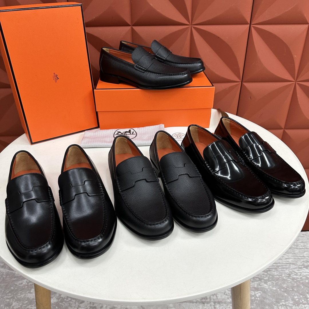 💋💍 H家  爱马-仕 新品Destin乐福鞋  官方 9700  新款男士便鞋上🆕   一脚蹬套脚乐福