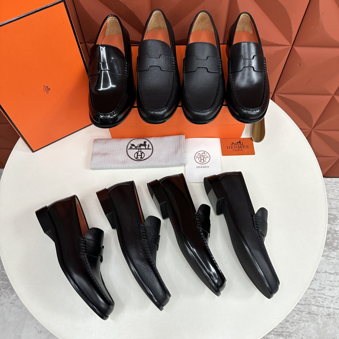 💋💍 H家  爱马-仕 新品Destin乐福鞋  官方 9700  新款男士便鞋上🆕   一脚蹬套脚乐福