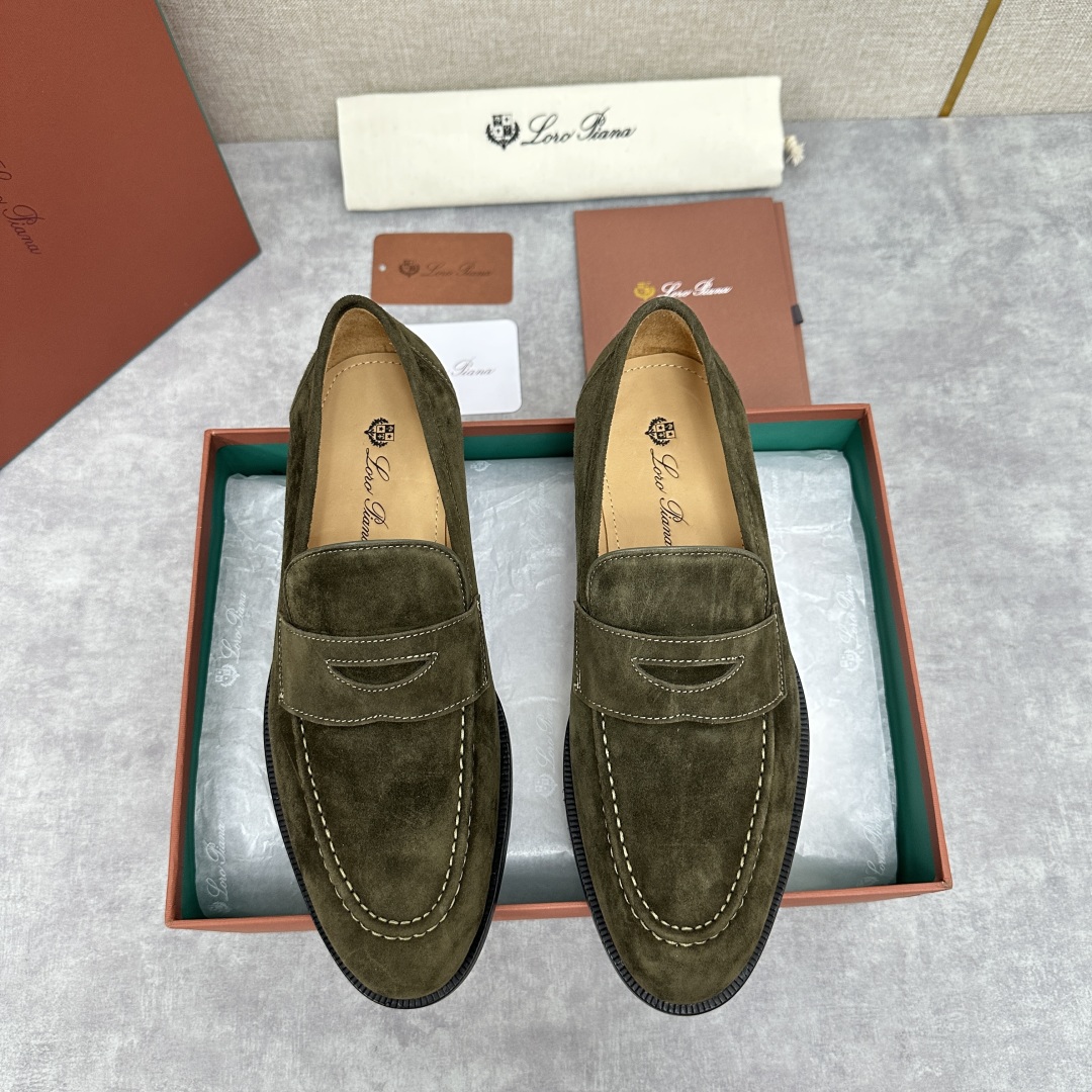 💋💍LP家新品    Loro Pian*  诺悠*翩雅  休闲一脚蹬乐福皮鞋鞋  选用牛皮磨砂牛皮打造