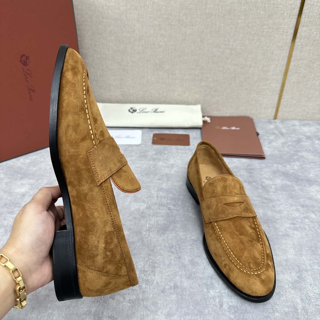 💋💍LP家新品    Loro Pian*  诺悠*翩雅  休闲一脚蹬乐福皮鞋鞋  选用牛皮磨砂牛皮打造