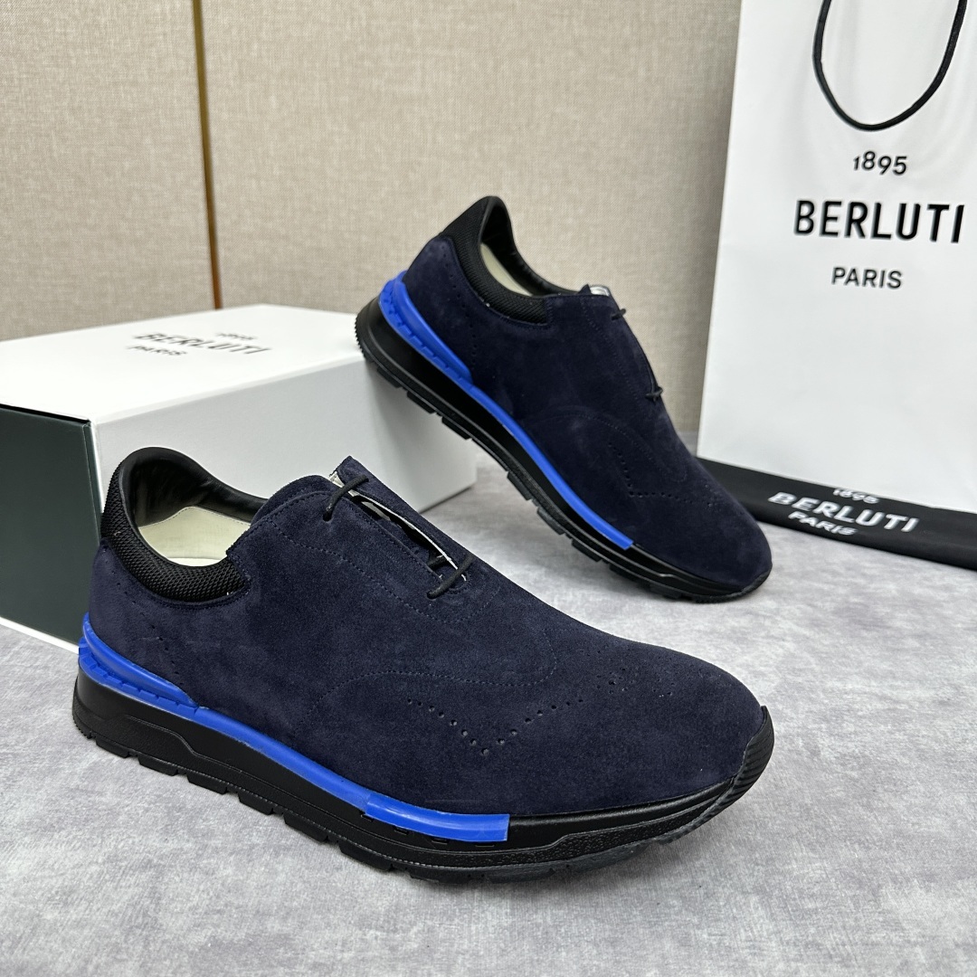 💋💍Berlut* 布鲁提 升级版第四代私模大底 Fast Track皮革运动鞋 官方 15,800