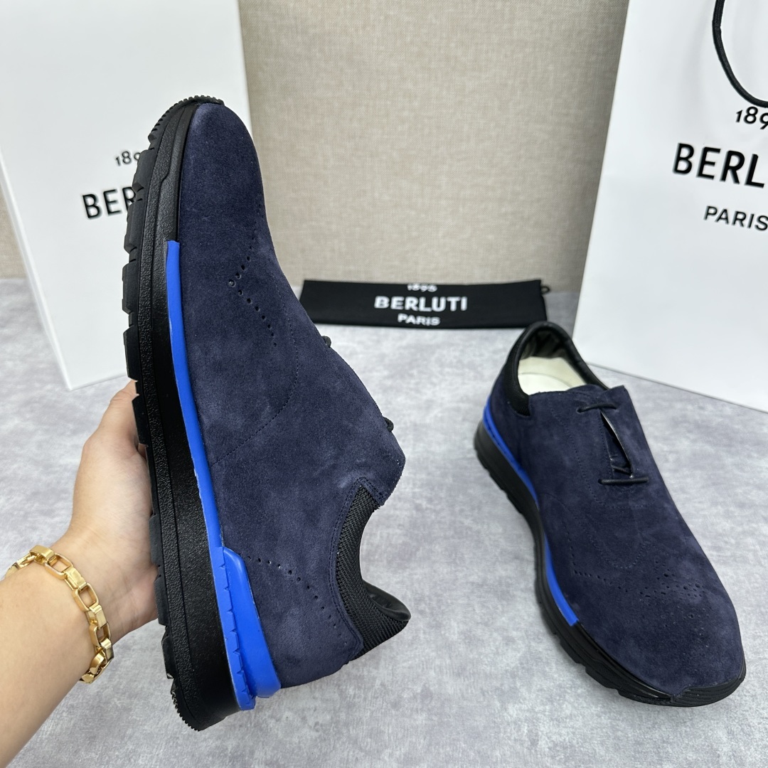 💋💍Berlut* 布鲁提 升级版第四代私模大底 Fast Track皮革运动鞋 官方 15,800
