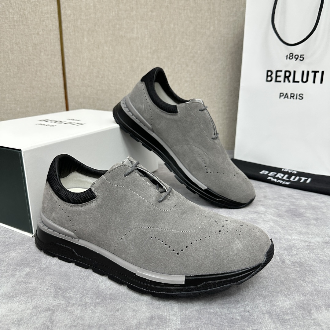 💋💍Berlut* 布鲁提 升级版第四代私模大底 Fast Track皮革运动鞋 官方 15,800