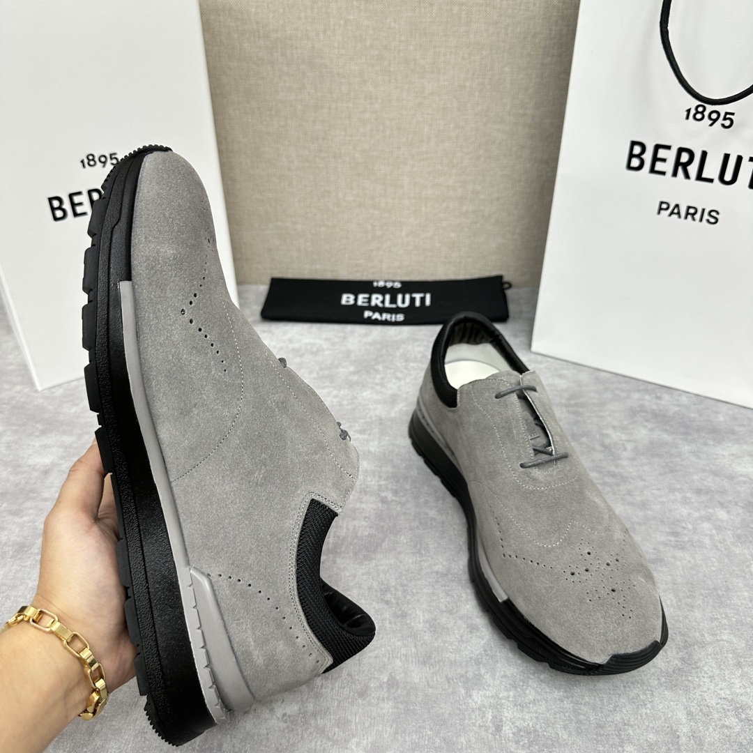 💋💍Berlut* 布鲁提 升级版第四代私模大底 Fast Track皮革运动鞋 官方 15,800