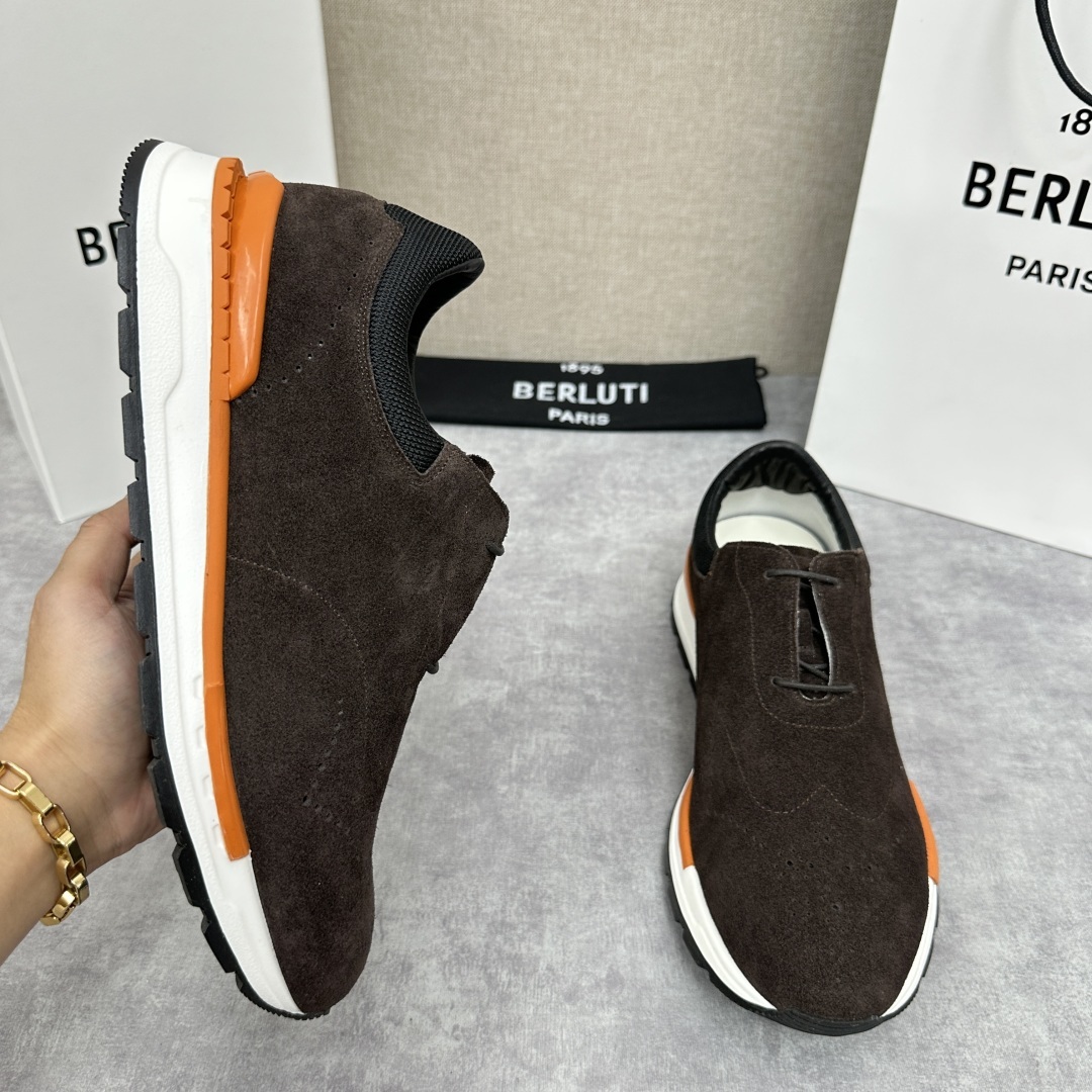 💋💍Berlut* 布鲁提 升级版第四代私模大底 Fast Track皮革运动鞋 官方 15,800