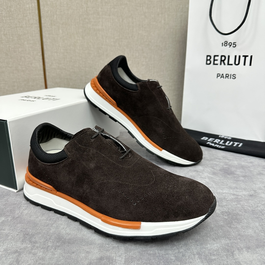 💋💍Berlut* 布鲁提 升级版第四代私模大底 Fast Track皮革运动鞋 官方 15,800