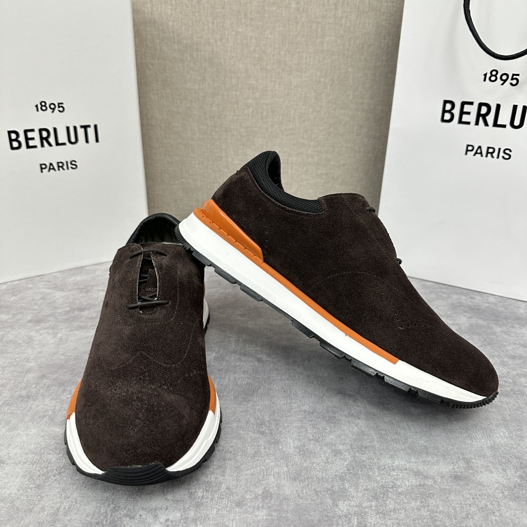 💋💍Berlut* 布鲁提 升级版第四代私模大底 Fast Track皮革运动鞋 官方 15,800