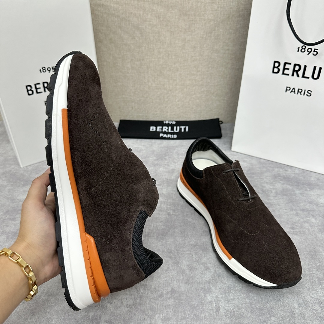 💋💍Berlut* 布鲁提 升级版第四代私模大底 Fast Track皮革运动鞋 官方 15,800