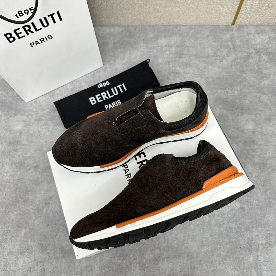 💋💍Berlut* 布鲁提 升级版第四代私模大底 Fast Track皮革运动鞋 官方 15,800