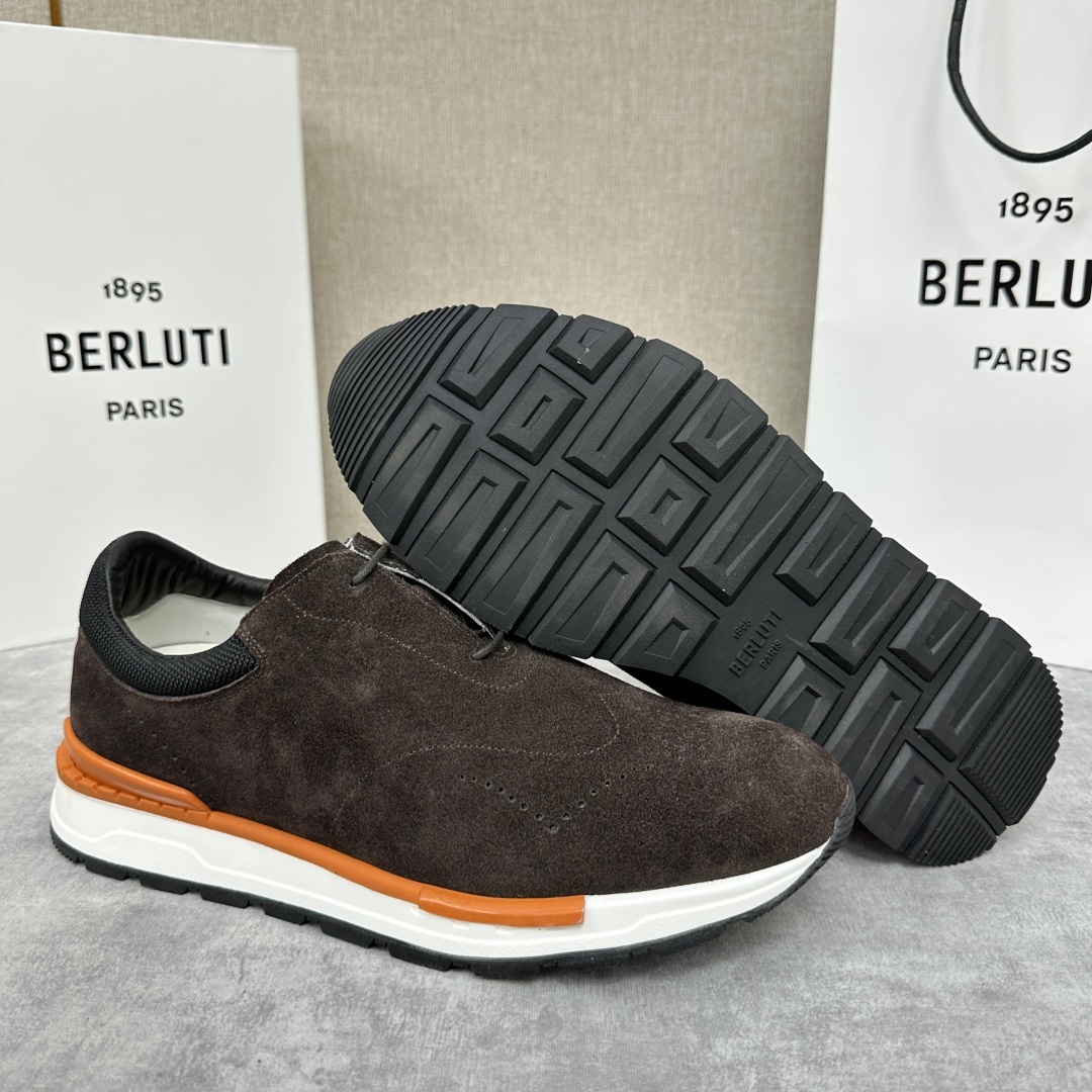 💋💍Berlut* 布鲁提 升级版第四代私模大底 Fast Track皮革运动鞋 官方 15,800